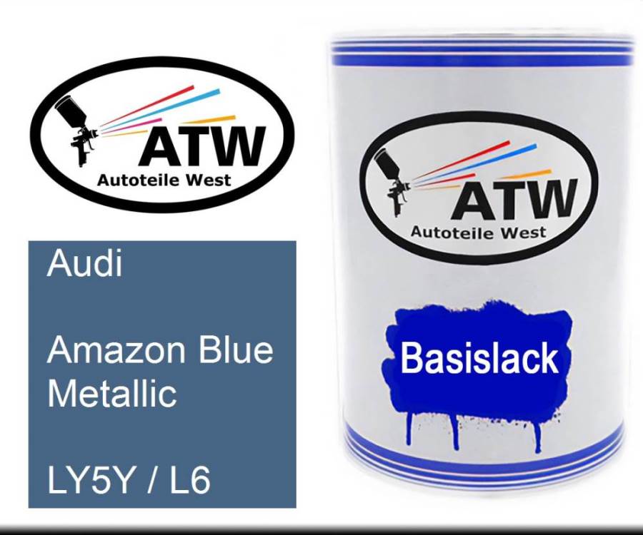 Audi, Amazon Blue Metallic, LY5Y / L6: 500ml Lackdose, von ATW Autoteile West.